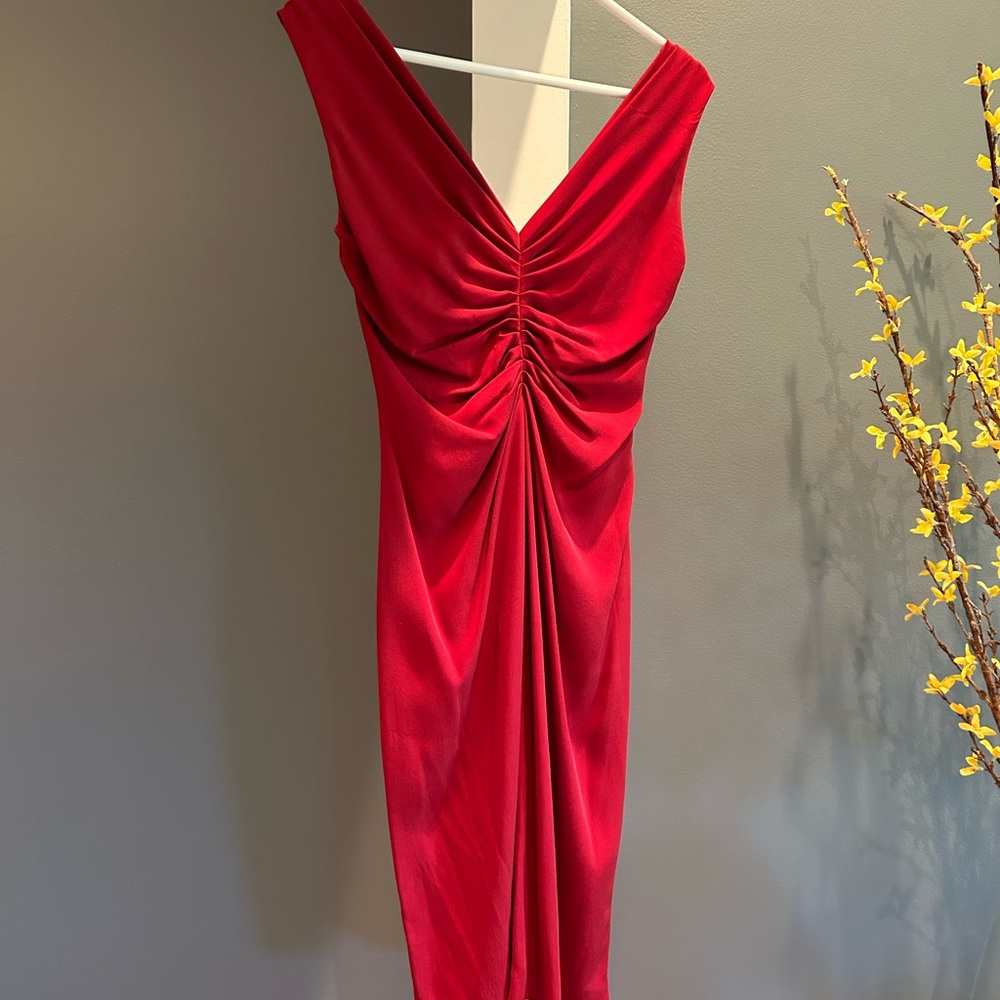 Alberta Ferretti Silk Red Ruched Dress~Size 4
